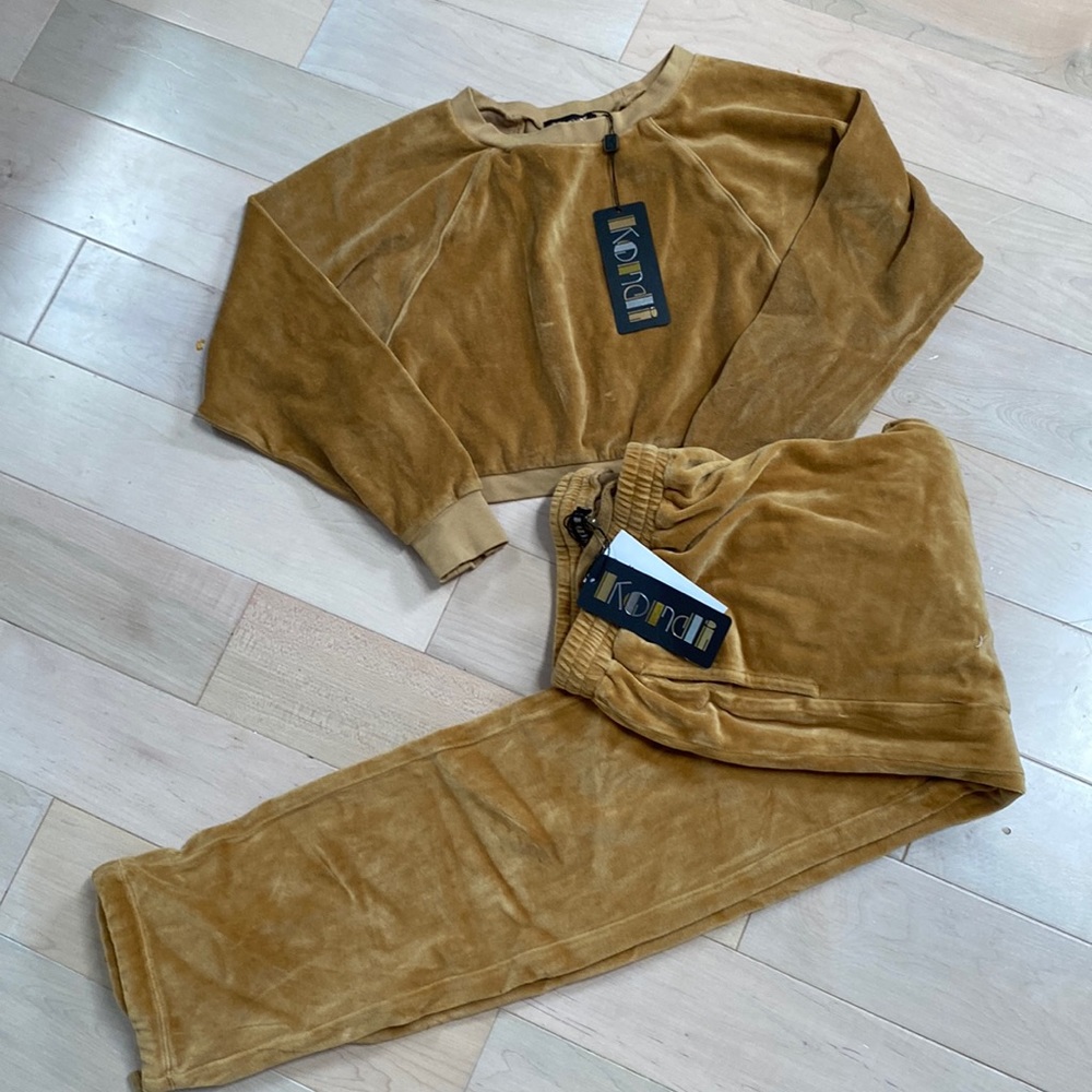 Suzie Kondi unisex track pants soft cotton pockets velour & top set xs